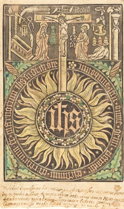 De Heilige Monograaf met de Kruisiging en Passiesymbolen [recto], in of na 1470 door Unbekannt