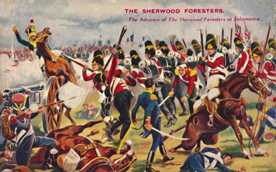 De Sherwood Foresters. De opmars van de Sherwood Foresters bij Salamanca, 1812, 1939 door Unbekannt
