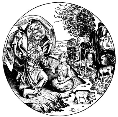 De zesde dag van de schepping, 1493 door Unbekannt