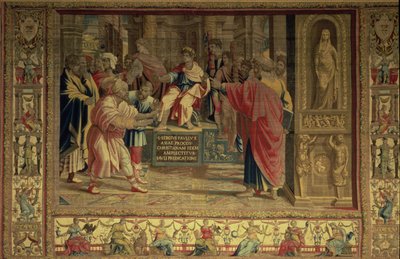 De tovenaar Elymas blind geslagen door St. Paulus voor de Romeinse gouverneur Sergius Paulus (detail) door Unbekannt