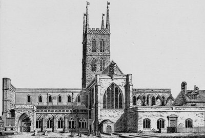 De zuidkant van St. Saviours, Southwark, met de voormalige schip, ca. 1825 door Unbekannt