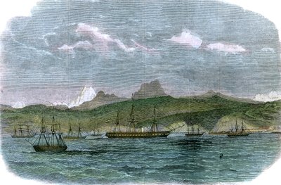 Het Spaanse blokkadesquadron bij Valparaiso, Chili, ca. 1880 door Unbekannt