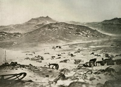 Het begin van een sneeuwstorm bij de winterkwartieren, ca. 1908, 1909 door Unbekannt