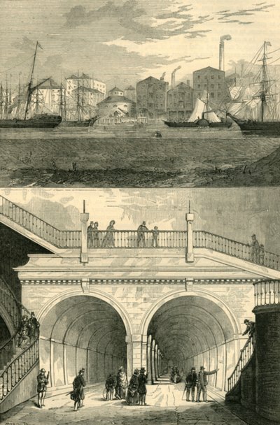 De Thames Tunnel zoals deze oorspronkelijk werd geopend voor verkeer, ca. 1872 door Unbekannt