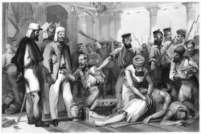 De correspondent van The Times kijkt toe bij het plunderen van de Kaiser Bagh, 1858, ca. 1860 door Unbekannt