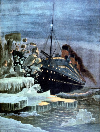 De Titanic botst tegen een ijsberg, 1912 door Unbekannt