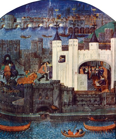 De Tower of London met London Bridge, ca. 1500, ca. 1900-1920 door Unbekannt