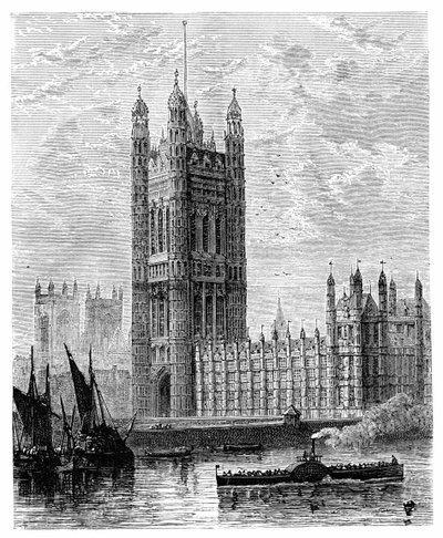 De Victoria Toren en het Parlement, Londen, 1900 door Unbekannt