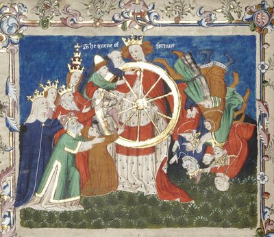 Het Rad van Fortuin uit een manuscript van Troy Book door John Lydgate, midden 15e eeuw door Unbekannt