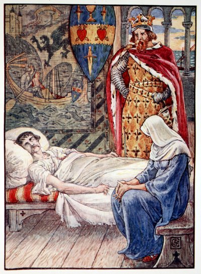 De heks geeft advies over de wond van Sir Tristram, 1911 door Unbekannt