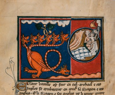 De vrouw en de draak. Miniatuur uit: Apocalypse de saint Jean door Unbekannt