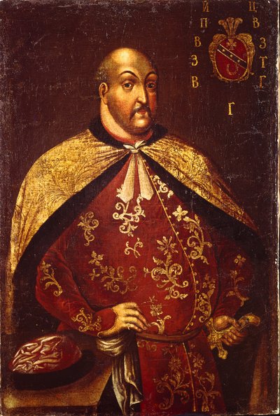 De Zaporozhische Kozakken Ataman Vasily Grigoryevich Gamaleya, ca 1760 door Unbekannt