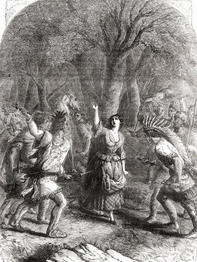 De ontvoering en latere moord op Jennie alias Jane McCrea door Indianen in 1777 tijdens de Amerikaanse Onafhankelijkheidsoorlog door Unbekannt