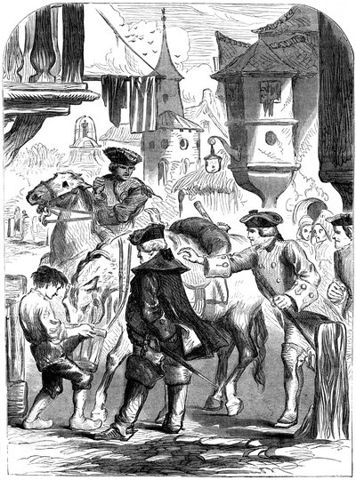 De arrestatie van Charles Belleisle in Elbingerode, Duitsland, 1744 19e eeuw door Unbekannt