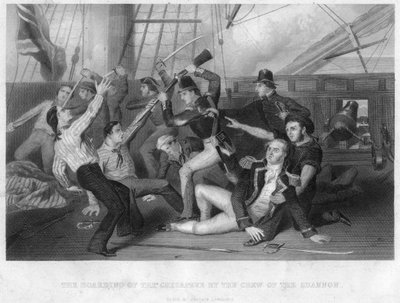 Het enteren van HMS Chesapeake door de bemanning van HMS Shannon, 1813 door Unbekannt