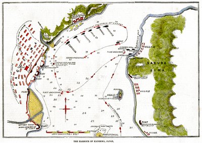 Het bombardement door de Koninklijke Marine van de haven van Kagoshima, Japan, 1863 door Unbekannt