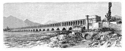 De brug over de Zendeh-Rud, Isfahan, Iran, 1895 door Unbekannt
