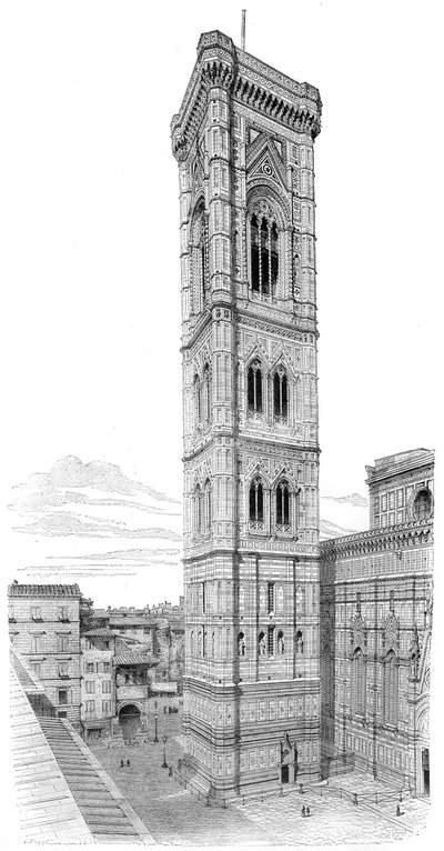 De Campanile van de Basiliek van Santa Maria del Fiore, Florence, Italië door Unbekannt