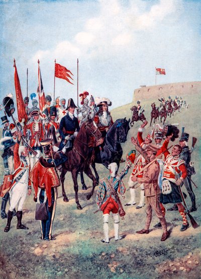 De cavalerie ontmoet de infanterie op het slagveld, 1910 door Unbekannt
