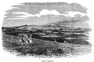 De stad Melbourne, Australië, 1855 door Unbekannt