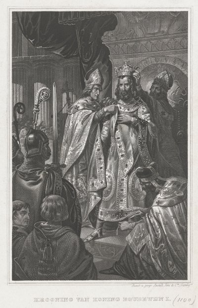 De kroning van Boudewijn I op eerste kerstdag 1100, 19de eeuw door Unbekannt