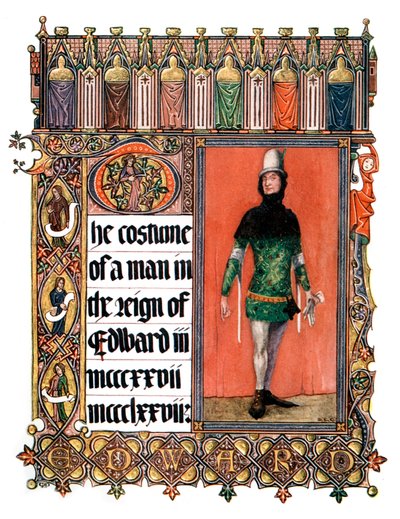 Het kostuum van een man in het bewind van Edward III, 1909 door Unbekannt