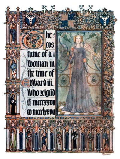 Het kostuum van een vrouw in het bewind van Edward III door Unbekannt