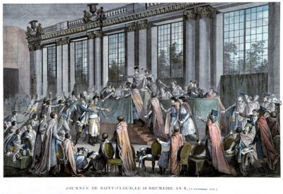 De staatsgreep van de 18e Brumaire 9 november, 1799, 19e eeuw door Unbekannt
