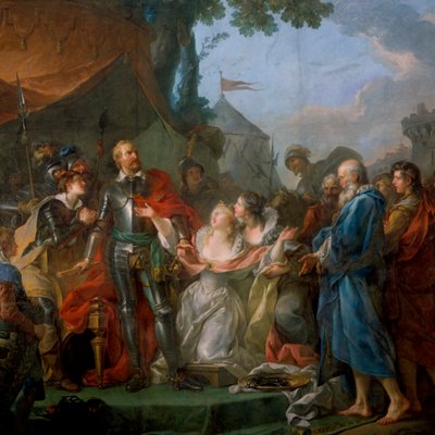 De moedige actie van Eustache de Saint-Pierre bij het Beleg van Calais, 1346 door Unbekannt