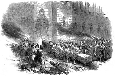 De menigte bestormt het Arsenaal in Berlijn, Revolutie in Pruisen, maart 1848 door Unbekannt