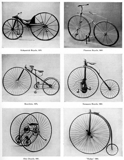 De evolutie van de fiets, 19e eeuw, ca. 1920 door Unbekannt