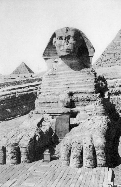 De uitgegraven Sfinx, Caïro, Egypte, c1920s door Unbekannt