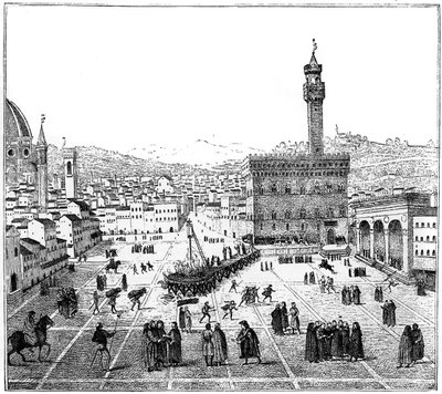 De executie van Girolamo Savonarola op de Piazza Della Signoria, Florence, 1882 door Unbekannt