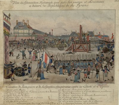 De executie van Robespierre en zijn aanhangers op 28 juli 1794 door Unbekannt