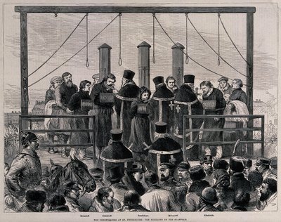 De executie van de Nihilisten, ca 1881 door Unbekannt