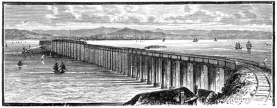 De eerste Tay-brug vanuit het zuiden, Schotland, 1900 door Unbekannt