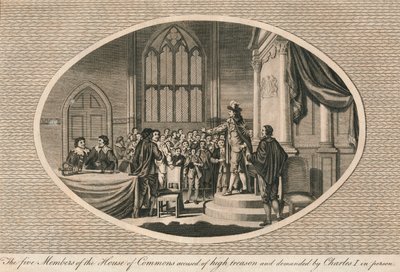 De vijf leden van het Lagerhuis beschuldigd van hoogverraad, 1642-1793 door Unbekannt