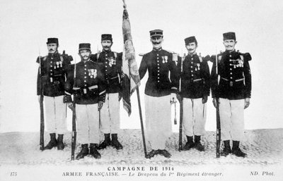 De vlag van het 1e Regiment van het Franse Vreemdelingenlegioen, 1914 door Unbekannt