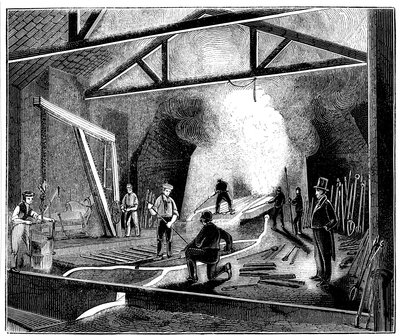 De gieterij of gietijzeren huis, Butterley Ironworks, Derbyshire, 1844 door Unbekannt