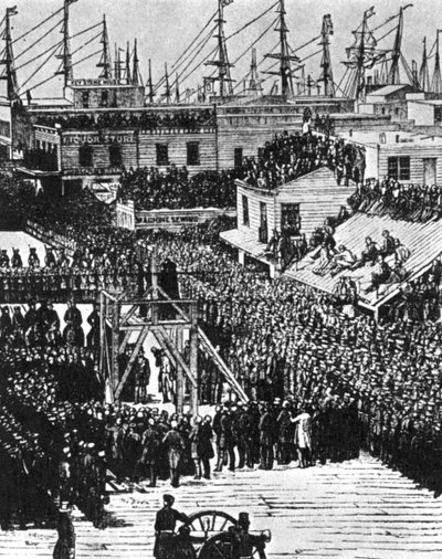 De ophanging van Hetherington en Brace, San Francisco, 29 juli 1856 door Unbekannt