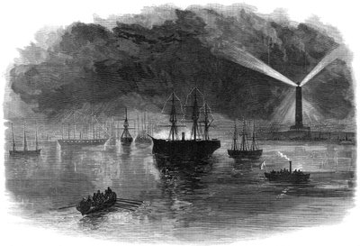 De verlichting van Port Said tijdens de opening van het Suezkanaal, Egypte, 1869 door Unbekannt