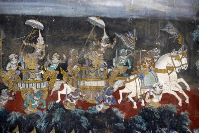 Het interieur van de Zilveren pagode muren is bedekt met muurschilderingen die verhalen uit de Reamker afbeelden, d.w.z. de Khmer-versie van het klassieke Indiase epos, de Ramayana. Sommige delen van de muurschilderingen zijn verslechterd en door het weer  door Unbekannt
