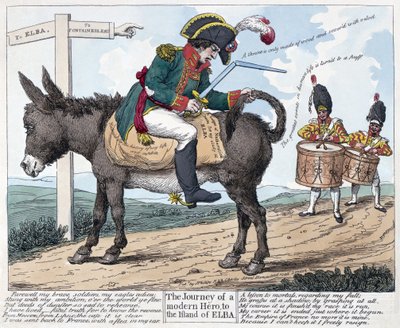 De reis van een moderne held, naar het eiland Elba, 1814 door Unbekannt