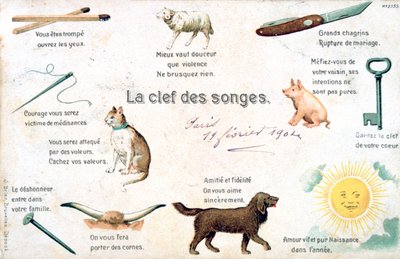 De sleutel van de dromen, Franse ansichtkaart, c1900 door Unbekannt