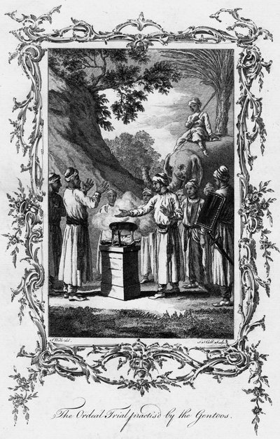 De beproevingsproef uitgevoerd door de Gentoos, ca. 1770 door Unbekannt