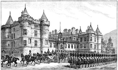 De koningin verlaat Holyrood Palace, Edinburgh, 1886, 1900 door Unbekannt