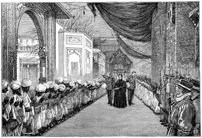 Het bezoek van de koningin bij de opening van de Indiase en Koloniale Tentoonstelling, Londen, 1886, 1900 door Unbekannt