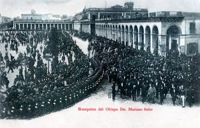 De ontvangst van bisschop Mariano Soler, Montevideo, Uruguay, ca. 1900s door Unbekannt