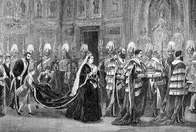De koninklijke processie in Westminster Palace op weg naar het Hogerhuis, 1886, 1900 door Unbekannt