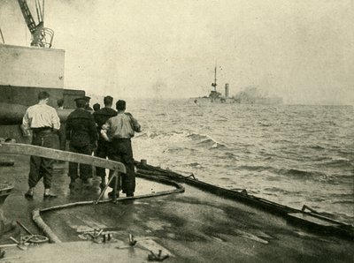 Het zinken van de Duitse kruiser Mainz, 28 augustus 1914, ca. 1920 door Unbekannt